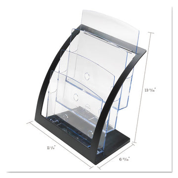 deflecto® 3-tier Literature Holder, Leaflet Size, 11.25w X 6.94d X 13.31h, Black freeshipping - TVN Wholesale